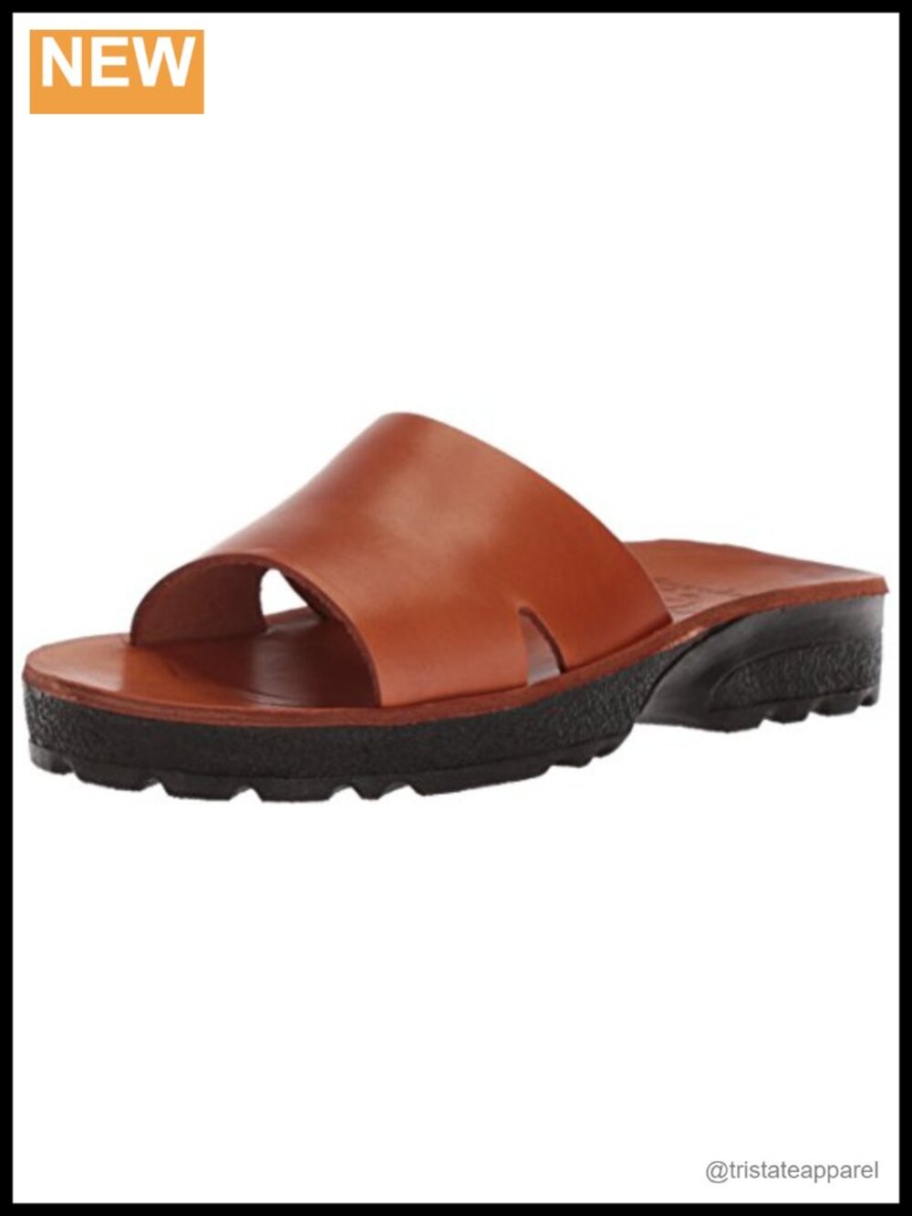 Leather Platform Slide Sandal Molded Footbed Arch Support Slip On